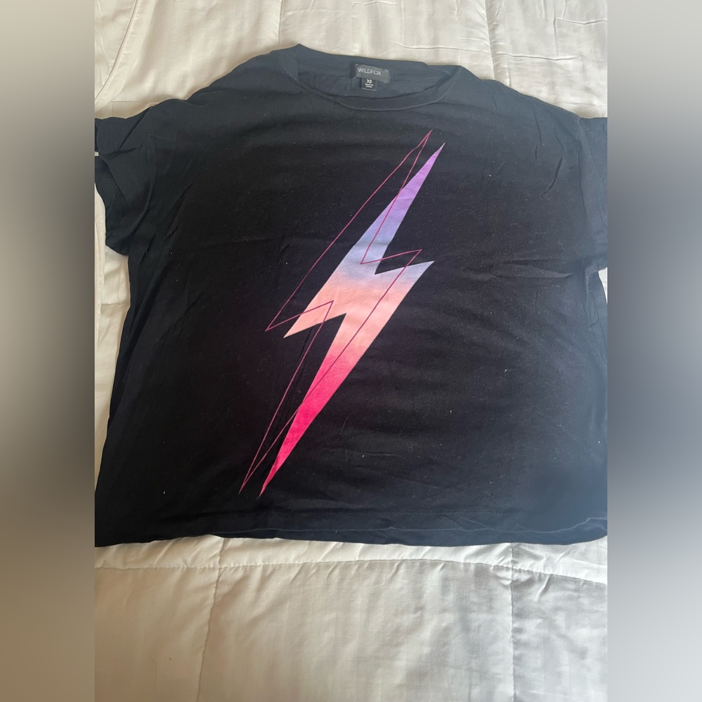 Black T-Shirt with Lightning Bolt Design